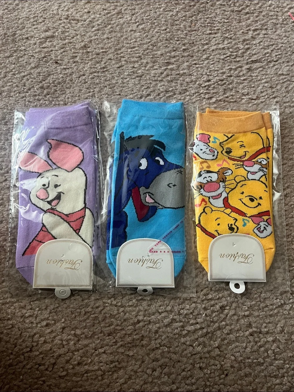 Disney Winnie the Pooh & Friends Ankle Socks - Purple, Blue, Yellow
